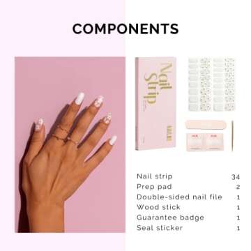 Nailog Gel Nail Strips 34 pcs | Lasting Nail Polish Wraps