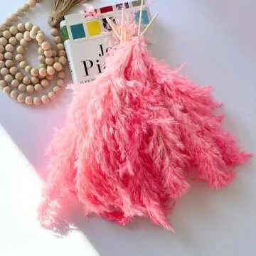 (10 Units) Candy Pink Pampas Grass Decor (17.5 inch) Hot Pink Pampas Grass Fluffy. Boho Dried Pink Pampas Grass Decor, Fuchsia Pampas in Bulk. by AlobyC® (Pink | 10 pcs | 17 inch)