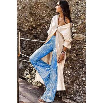 BLENCOT Women's Glitter Sequin Wide Leg Palazzo Pants – Stylish Party Wear in Blue