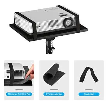 DECOSIS Projector Stand Tripod, Laptop Tripod Stand Adjustable Height from 23.5 to 63.5 inches with Gooseneck Phone Holder, Laptop Floor Stand for Office, Home, Stage, Studio, DJ Racks Holder Mount