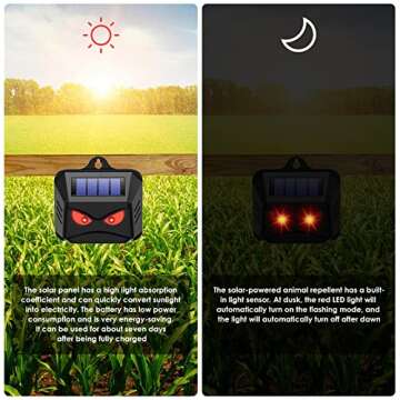 8 Pack Solar Animal Repellent for Yard & Farm Safety