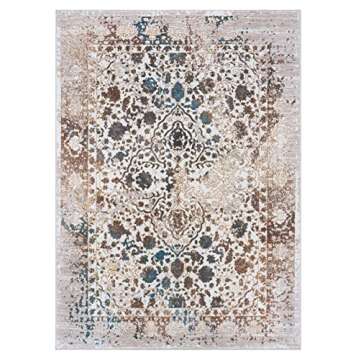 Persian-Rugs Luxe Weavers Rug 6495 – Distressed Floral Area Rug