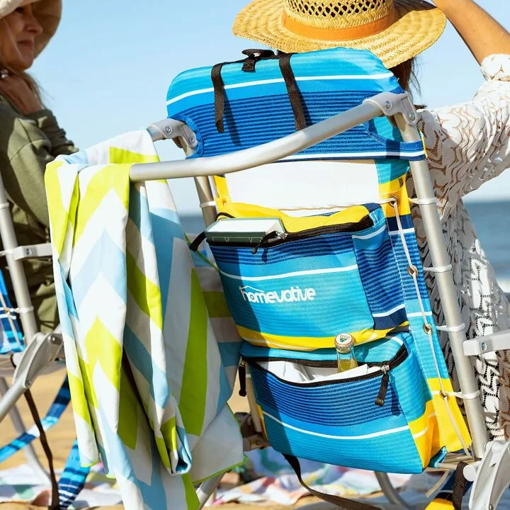 Folding Backpack Beach Chair with Cooler & Storage