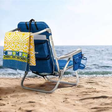 Folding Backpack Beach Chair with Cooler & Storage