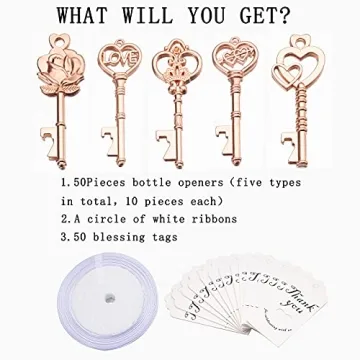 50PCS Vintage Key Bottle Openers Wedding Party Favors