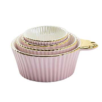 Gracie China Pink Porcelain Fluted Measuring Cup Set