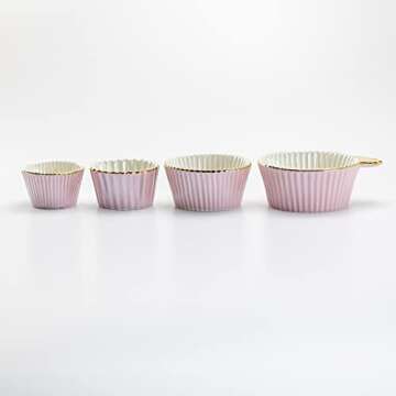 Gracie China Pink Porcelain Fluted Measuring Cup Set