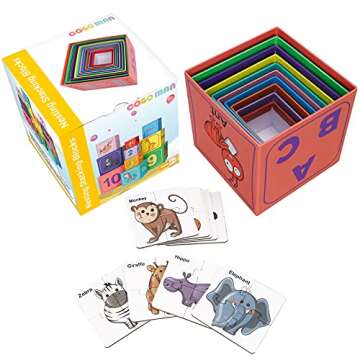 COGO MAN Nesting and Stacking Blocks Stacking Toys for Toddlers Plus Animal Puzzle Toys Set Alphabet ABC Blocks Learning & Educational Toys Education Supplies Montessori Toys