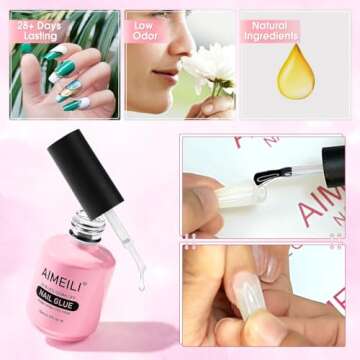 AIMEILI 2 in 1 Nail Glue Gel - Strong & Lasting Adhesive