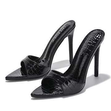 Cape Robbin Everything Snake Print Metallic Pointed Toe Stiletto Heels, Black Size 7.5