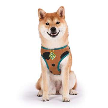 Warner Brothers Scooby-Doo Dog Harness - Soft, Comfortable Large Dog Harness - No Pull Tan and Blue