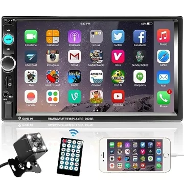 Podofo Double Din Car Stereo Radio 7 Inch Touch Screen Bluetooth Handsfree Mirror Link USB SD FM Aud...