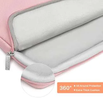 MOSISO 360 Protective Laptop Sleeve Compatible with MacBook Air/Pro, 13-13.3 inch Notebook, Compatible with MacBook Pro 14 inch M4 M3 M2 M1 2024-2021, Horizontal Bag with Belt&Right Pocket, Pink