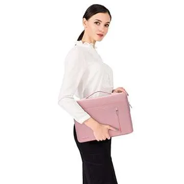 MOSISO 360 Protective Laptop Sleeve Compatible with MacBook Air/Pro, 13-13.3 inch Notebook, Compatible with MacBook Pro 14 inch M4 M3 M2 M1 2024-2021, Horizontal Bag with Belt&Right Pocket, Pink