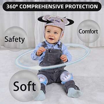 Xifamniy Baby Soft Safety Helmet Foam Head Protector Helmet for Toddler Infant Walking Suit 6-24m (G...