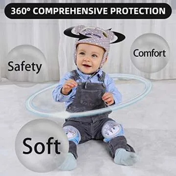 Xifamniy Baby Soft Safety Helmet Foam Head Protector Helmet for Toddler Infant Walking Suit 6-24m (G...