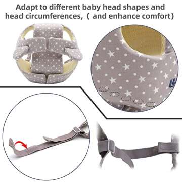 Xifamniy Baby Soft Safety Helmet Foam Head Protector Helmet for Toddler Infant Walking Suit 6-24m (Grey Star)
