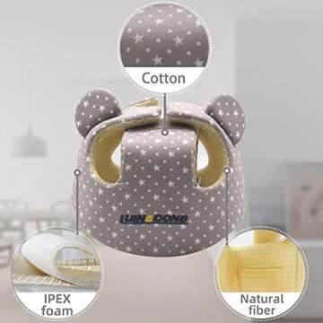 Xifamniy Baby Soft Safety Helmet Foam Head Protector Helmet for Toddler Infant Walking Suit 6-24m (Grey Star)