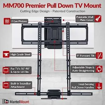 MM700 Fireplace TV Mount for 50-90" TVs - Full Motion Adjustability