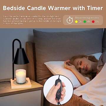 Erumpere Candle Warmer Lamp, Dimmable Candle Warmer Lamp for Jar Candles, Electric Candle Warmer Lamp with Timer 2H/4H/8H Nightstand Lamp for Bedroom (2 Wax Warmer Bulbs)