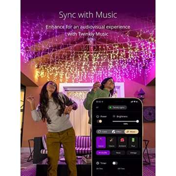 Twinkly Icicle – App-Controlled LED Christmas Lights with 190 RGB (16 Million Colors) LEDs. Clear Wire. Indoor and Outdoor Smart Lighting Decoration