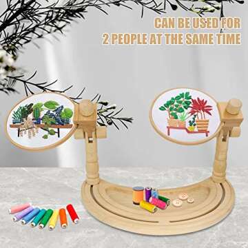 Adjustable Beech Wood Embroidery Hoop Stand for Crafting