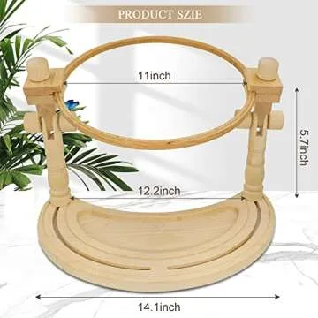 Adjustable Beech Wood Embroidery Hoop Stand for Crafting