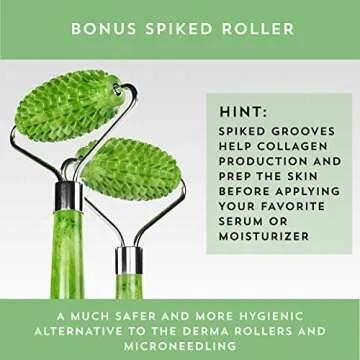 Ticlo's Authentic Jade Roller - Massage Tool For Face, Neck & Body – 100% Natural Jade Stone - BONUS 3D Soft Sleep Mask