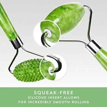 Ticlo's Authentic Jade Roller - Massage Tool For Face, Neck & Body – 100% Natural Jade Stone - BONUS 3D Soft Sleep Mask
