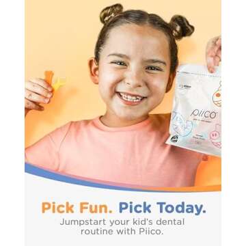 Piico Unflavored Kids Floss - No Fluoride Dual Line Dental Floss Picks - Fun Oral Care in Colorful Floss Sticks Design - Flossers Prevent Tooth Decay & Gum Disease - 300 Playground Zoo & Travel Case