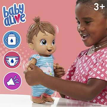 Baby Alive Baby Gotta Bounce Doll, Bunny Outfit, Bounces with 25+ SFX and Giggles, Drinks and Wets, Brown Hair Toy for Kids Ages 3 and Up