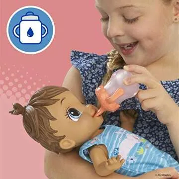 Baby Alive Baby Gotta Bounce Doll, Bunny Outfit, Bounces with 25+ SFX and Giggles, Drinks and Wets, Brown Hair Toy for Kids Ages 3 and Up