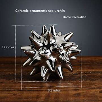 Anding Ceramic Abstract culpture Ideal Gift Suitable for Friends Family Wedding Table Home DecorationSea Urchin Silver Jewelry (A351 Silver)