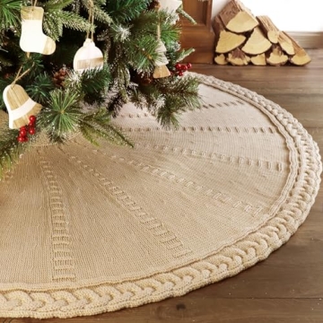 LimBridge Cable Knit Tree Skirt - 60 Inch for Large Trees