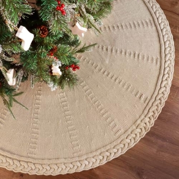 LimBridge Cable Knit Tree Skirt - 60 Inch for Large Trees