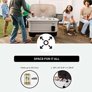 Igloo 125 qt Gray Party Bar Wheeled Cooler for Outdoors