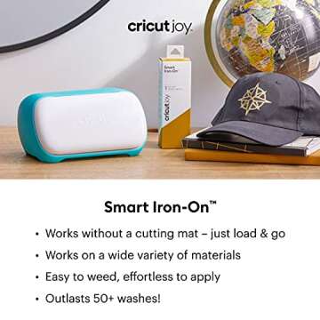 Cricut Joy Machine and Mini Easy Press with Tool Kit and Smart Iron-On Vinyl Sampler Bundle - Cutting Machine and Small Heat Press with HTV Accessories, Portable Die Cutting and Iron Pressing Machines