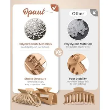 OPAUL Large Matte Hair Clips - Strong Hold & Stylish