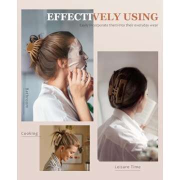 OPAUL Large Matte Square Nonslip Hair Claw Clips, 4.75" Strong Hold Big Neutral Hair Accessories for Long Hair for Women and Girls (8 Pack)