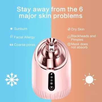 CHIPEL Facial Steamer SPA+ ， Best Professional Nano Ionic Facial Steamer with Cold&Warm&Hot Mist, Home Face Sauna, Daily Hydration ，Portable Humidifier Machine, Deep Clean & Tighten Skin, Pink