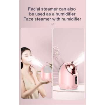 CHIPEL Facial Steamer SPA+ ， Best Professional Nano Ionic Facial Steamer with Cold&Warm&Hot Mist, Home Face Sauna, Daily Hydration ，Portable Humidifier Machine, Deep Clean & Tighten Skin, Pink