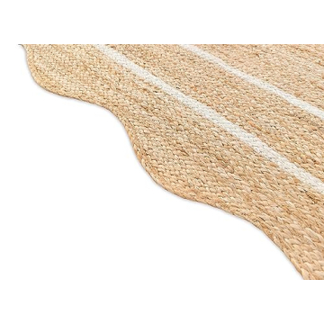 Wave Scalloped Natural Jute Rug - Eco-Friendly Elegance