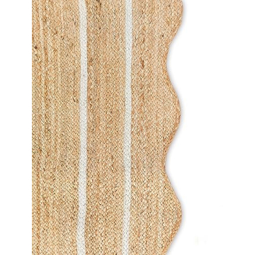 Wave Scalloped Natural Jute Rug - Eco-Friendly Elegance