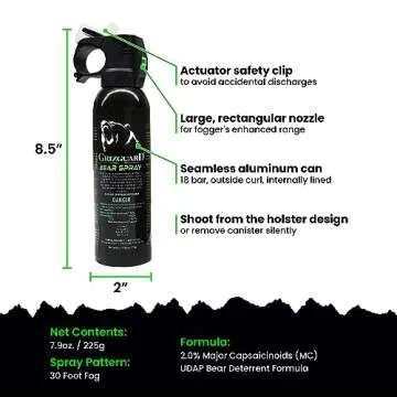 Griz Guard Bear Spray & Holster - Strongest EPA Formula