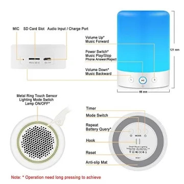 Multi-Color MRCOOL Night Light Bluetooth Speaker Bedside Lamp