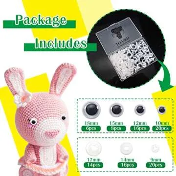 TOAOB 50pcs Black Wiggle Googly Eyes Plastic Safety Eyes 10mm 12mm 15mm 18mm Round Craft Eyes with Washers for DIY Arts Crafts Stuffed Animals Amigurumis Bears Dolls Making