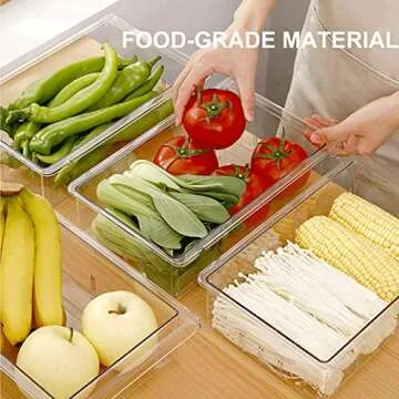 Yatmung Fridge Drawer organizer and storage clear box, under shelf drawer refrigerator for Egg/Fruit/Vegetable, refrigerator organizer bins pull out drawer, Adjustable fridge storage containers 2-Pack