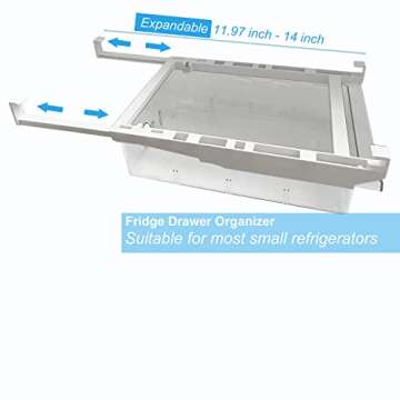 Yatmung Fridge Drawer organizer and storage clear box, under shelf drawer refrigerator for Egg/Fruit/Vegetable, refrigerator organizer bins pull out drawer, Adjustable fridge storage containers 2-Pack