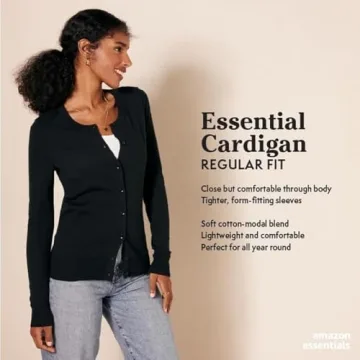 Lightweight Women's Crewneck Cardigan in Plus Sizes
