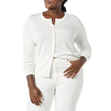 Lightweight Women's Crewneck Cardigan in Plus Sizes